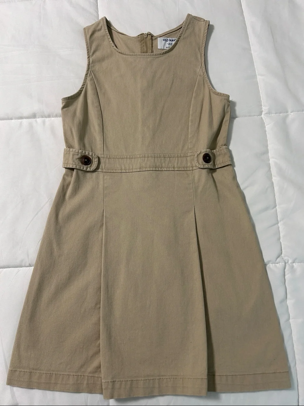 Old Navy Girls Tan Sleeveless A-Line School Dress Uniform -Jumper Size L 10-12